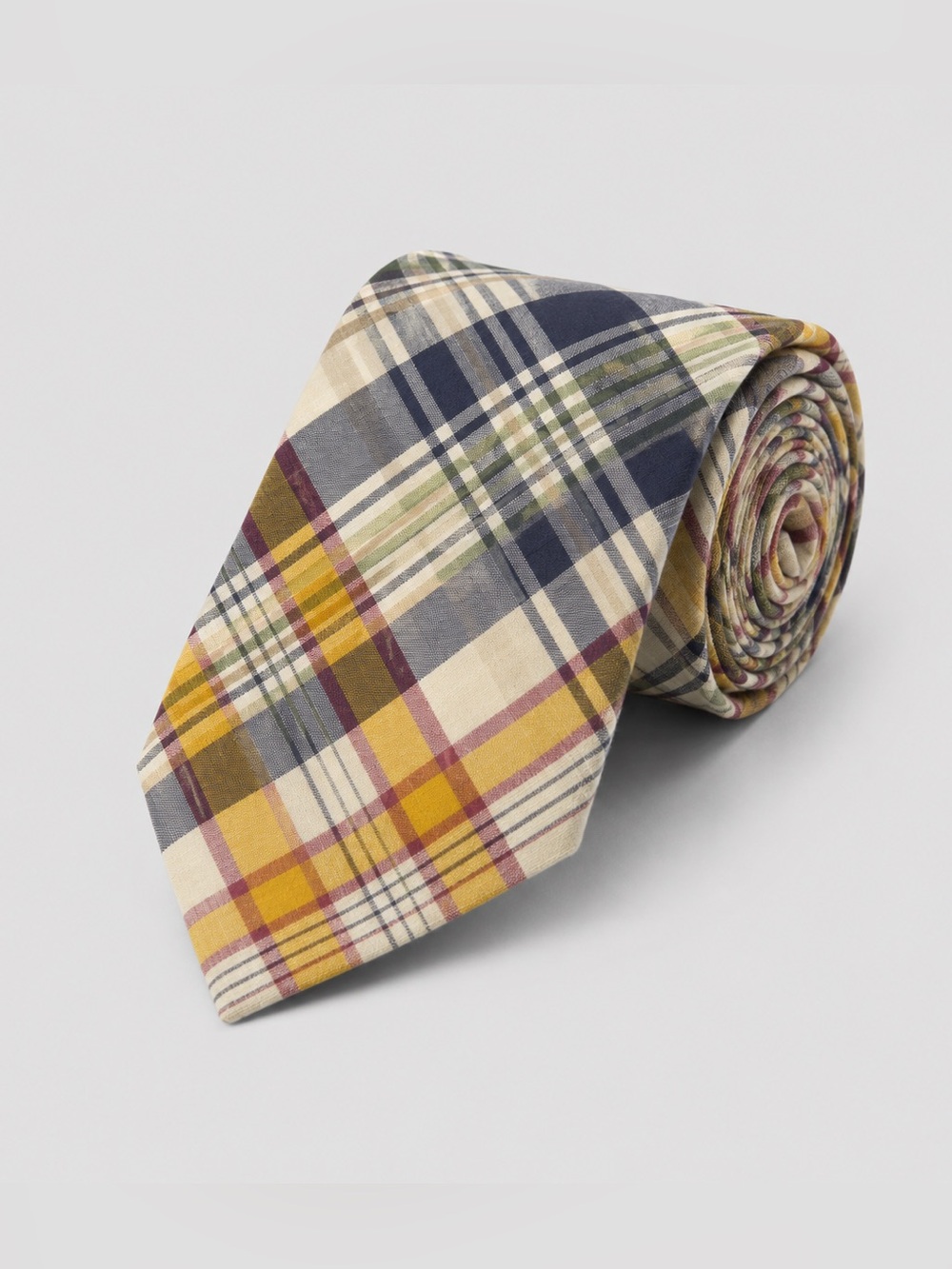 Vintage Madras Plaid Neck Tie Preppy Ivy League Academia Cottagecore Cotton